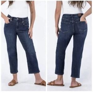 Judy Blue High Rise Straight Leg Jeans Dark Wash Ankle Slit JB88127 Womens 9/29